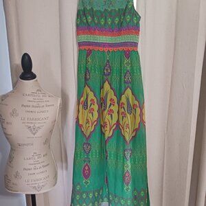 Hemant & Nandita Green Silk Maxi Dress